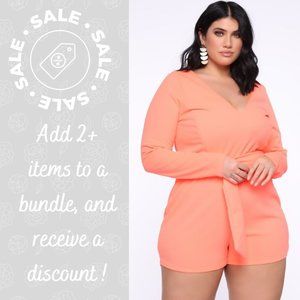 📦 Fast Shipping! Fashion Nova NEW Coral Romper